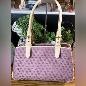 Dooney & Bourke Purple and Cream Shoulder Bag